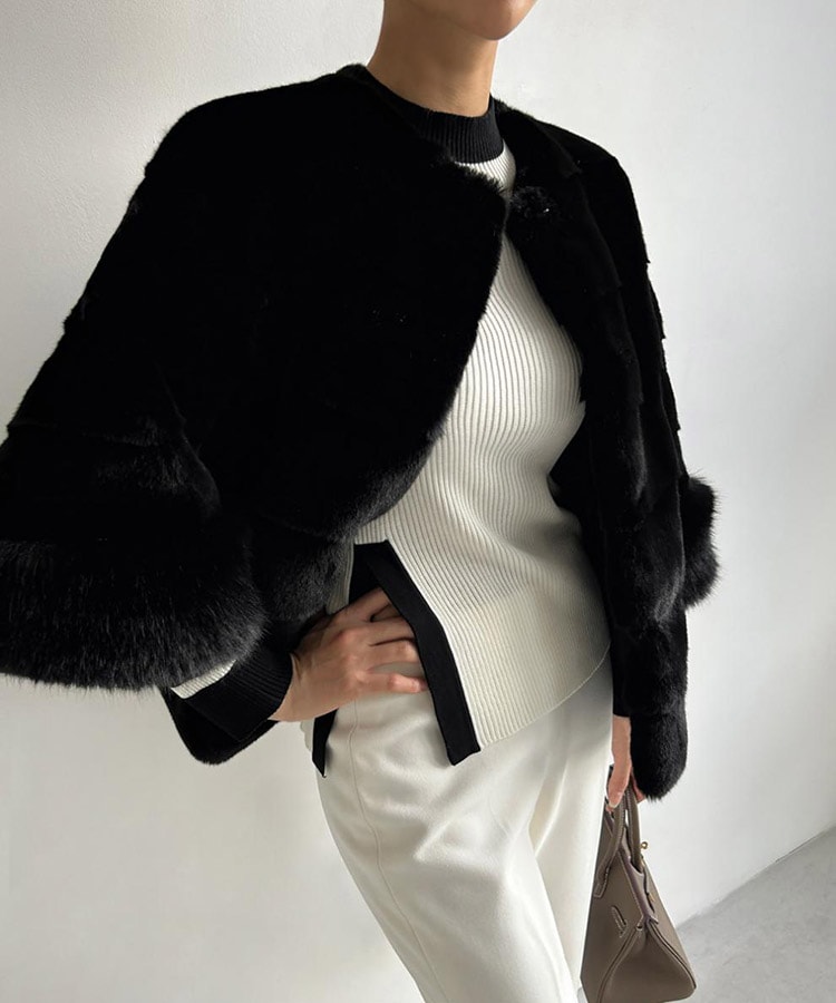 配色 ハイネック 長袖 ニット トップス

