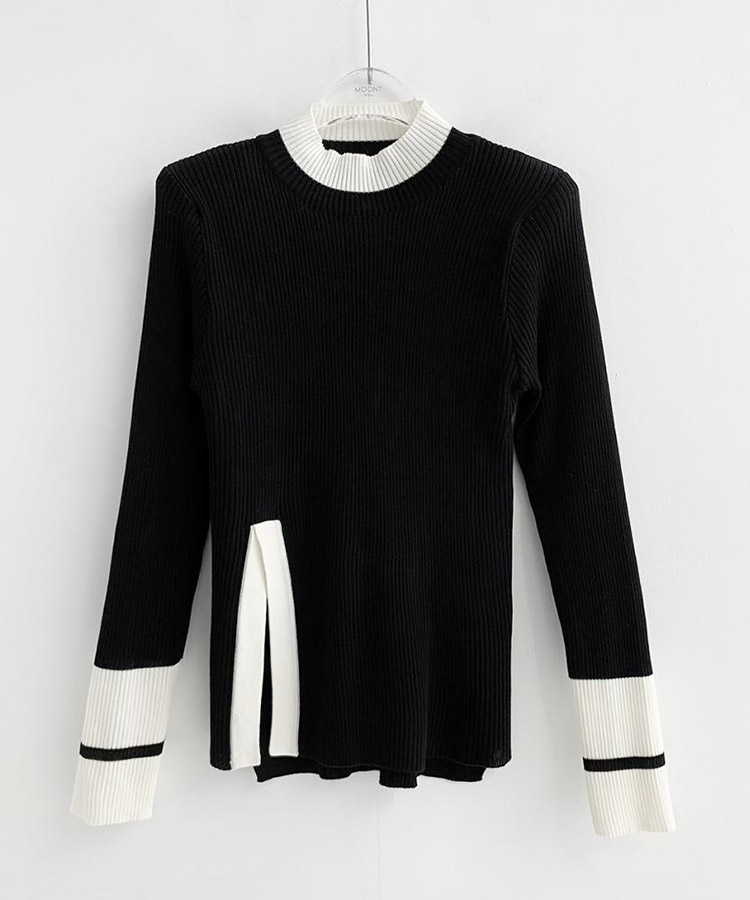 配色 ハイネック 長袖 ニット トップス

