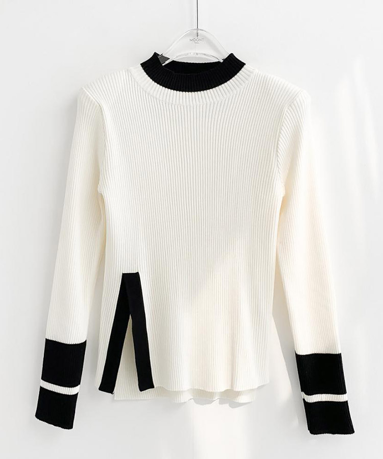 配色 ハイネック 長袖 ニット トップス

