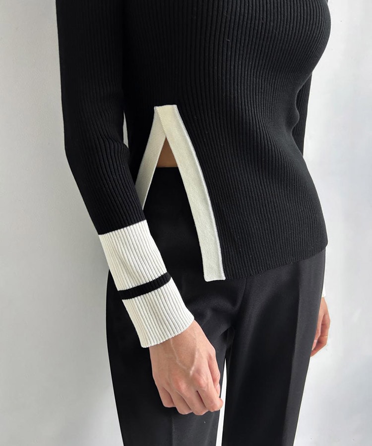 配色 ハイネック 長袖 ニット トップス

