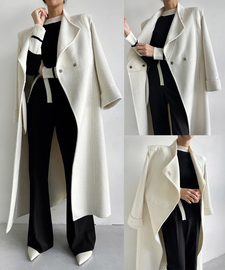 配色 ハイネック 長袖 ニット トップス

