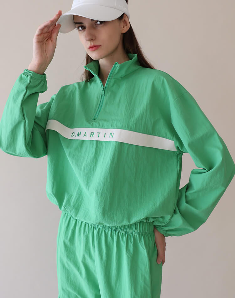 2WAY バイカラー ハーフジップ ナイロン ジャージ 