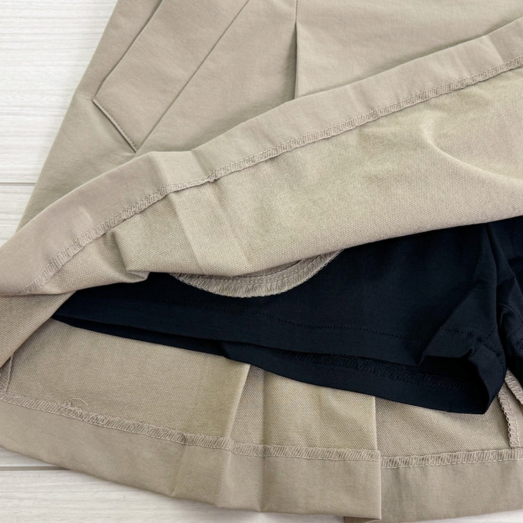 ウエストリボン フロントタック ショート丈 ゴルフスカート

