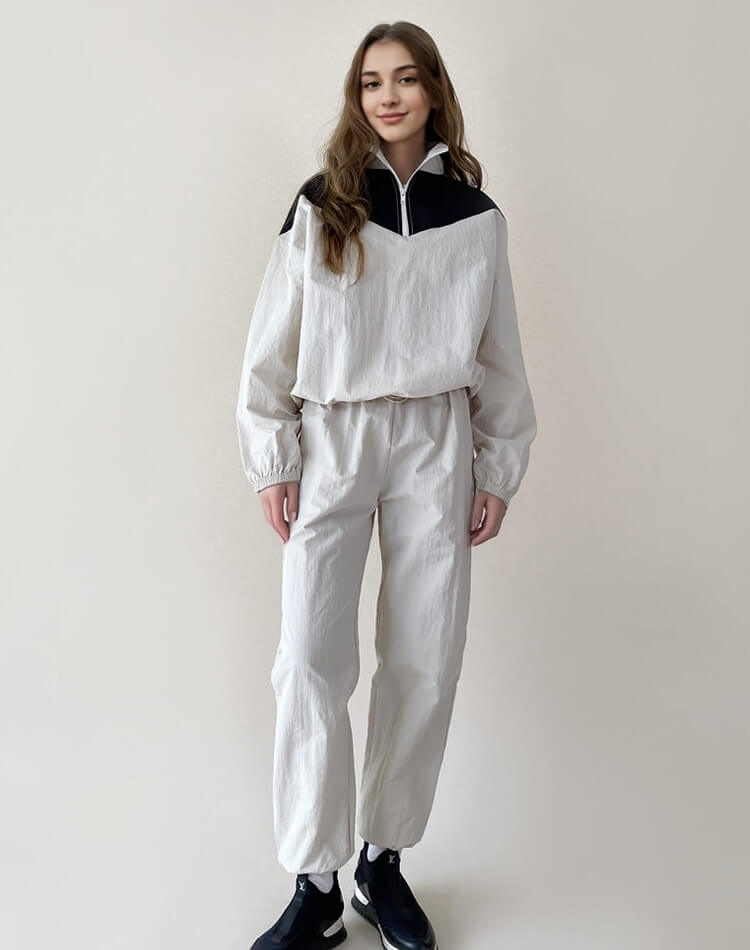 2WAY 配色 ハーフジップ ナイロン ジャージ 上下 