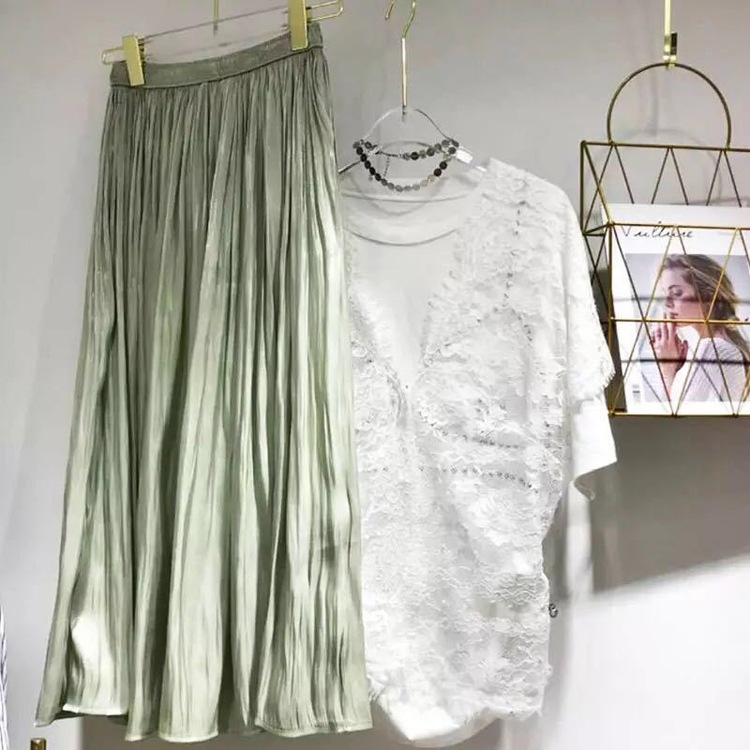 シャイニー ギャザー ロングスカート