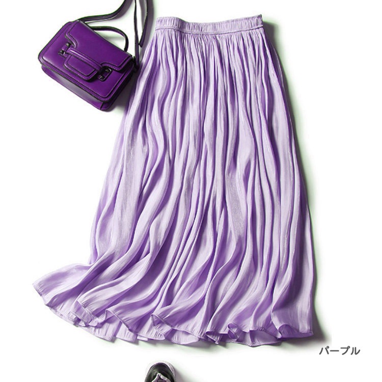 シャイニー ギャザー ロングスカート