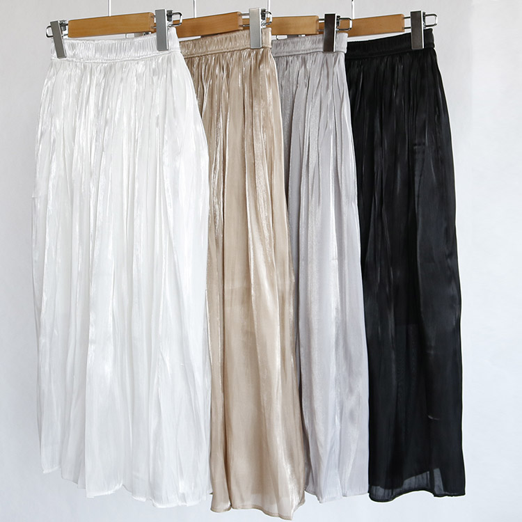 シャイニー ギャザー ロングスカート