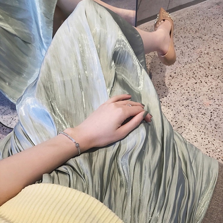 シャイニー ギャザー ロングスカート