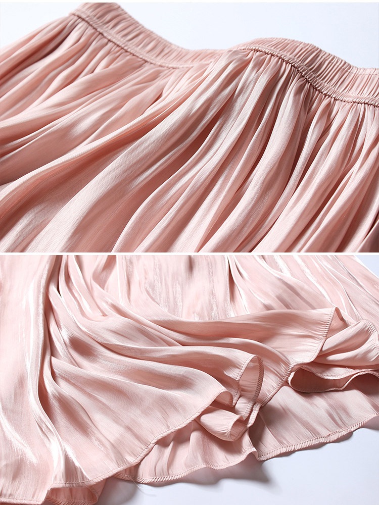 シャイニー ギャザー ロングスカート