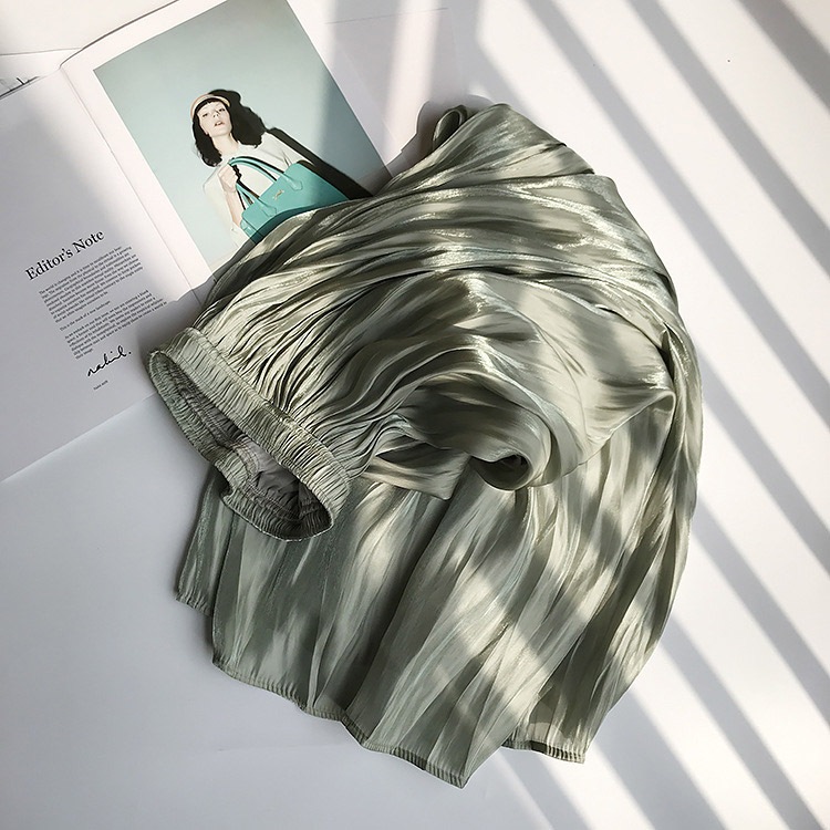 シャイニー ギャザー ロングスカート