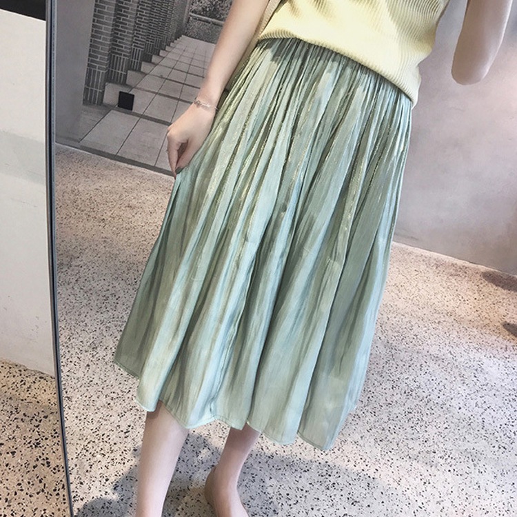 シャイニー ギャザー ロングスカート