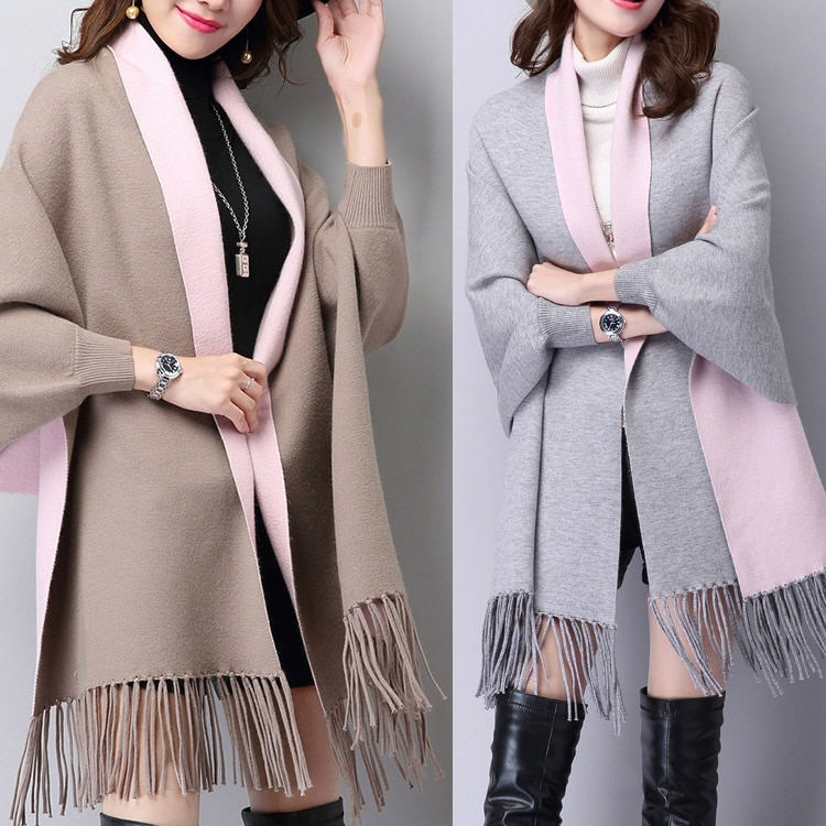 袖付きストール あったか 大判 羽織物