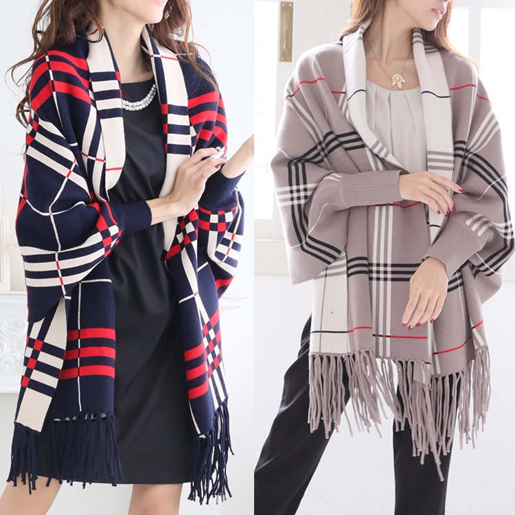 袖付きストール あったか 大判 羽織物