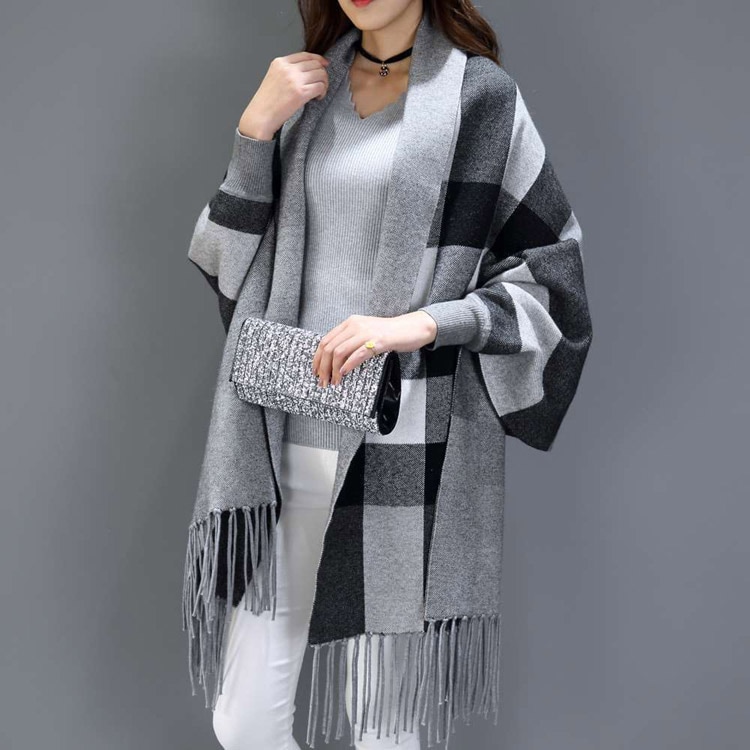 袖付きストール あったか 大判 羽織物