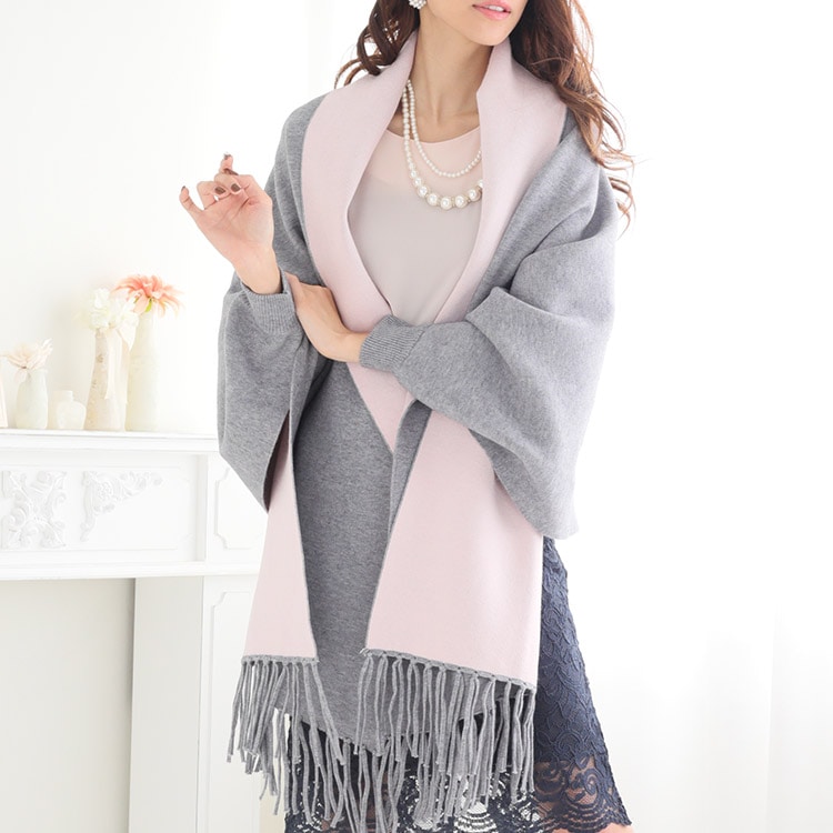 袖付きストール あったか 大判 羽織物