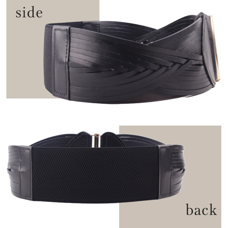 リアルレザー 幅広 編み 太ベルト