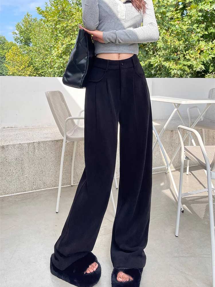 てろんと感 裏起毛 コーデュロイ ハイウエスト ワイドパンツ