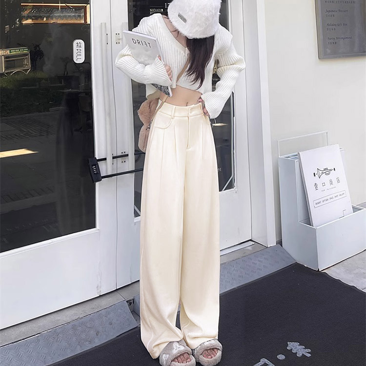 てろんと感 裏起毛 コーデュロイ ハイウエスト ワイドパンツ