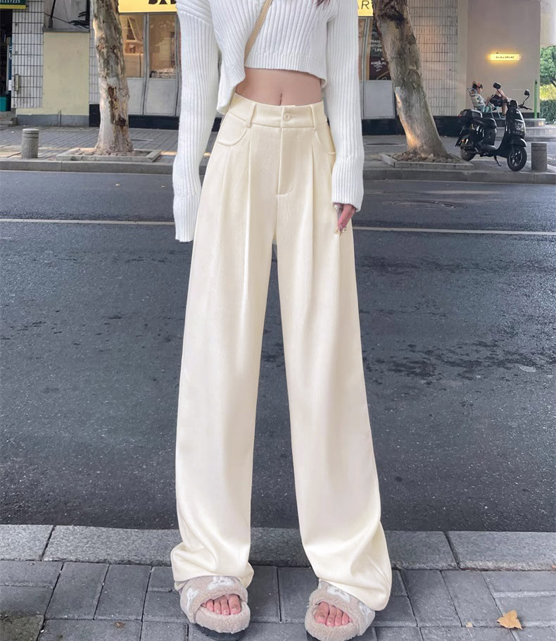 てろんと感 裏起毛 コーデュロイ ハイウエスト ワイドパンツ