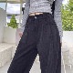 てろんと感 裏起毛 コーデュロイ ハイウエスト ワイドパンツ