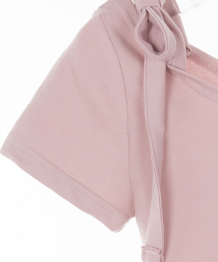 ショルダー リボン クロップド 半袖 Tシャツ