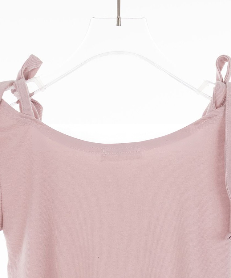 ショルダー リボン クロップド 半袖 Tシャツ