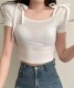 ショルダー リボン クロップド 半袖 Tシャツ