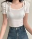 ショルダー リボン クロップド 半袖 Tシャツ
