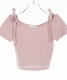 ショルダー リボン クロップド 半袖 Tシャツ