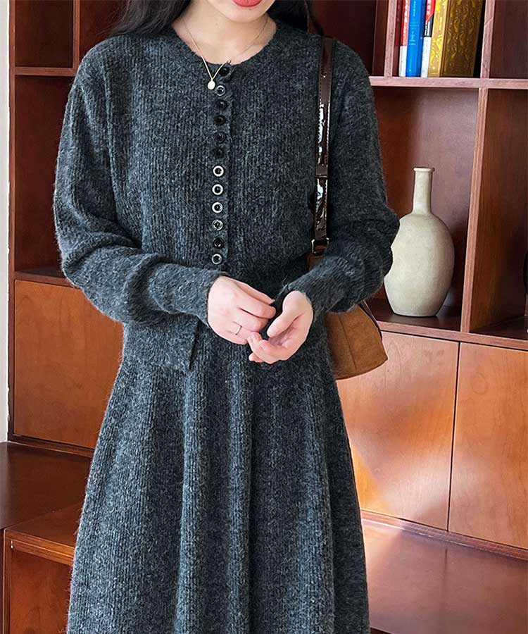 長袖 ニットカーディガン ロングスカート ニットアップ

