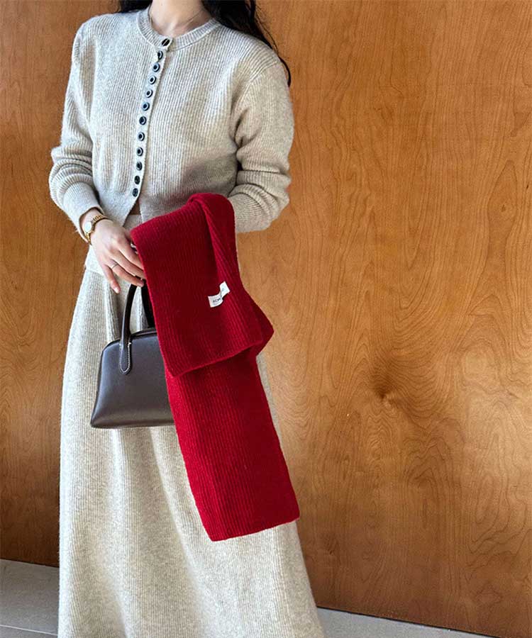 長袖 ニットカーディガン ロングスカート ニットアップ

