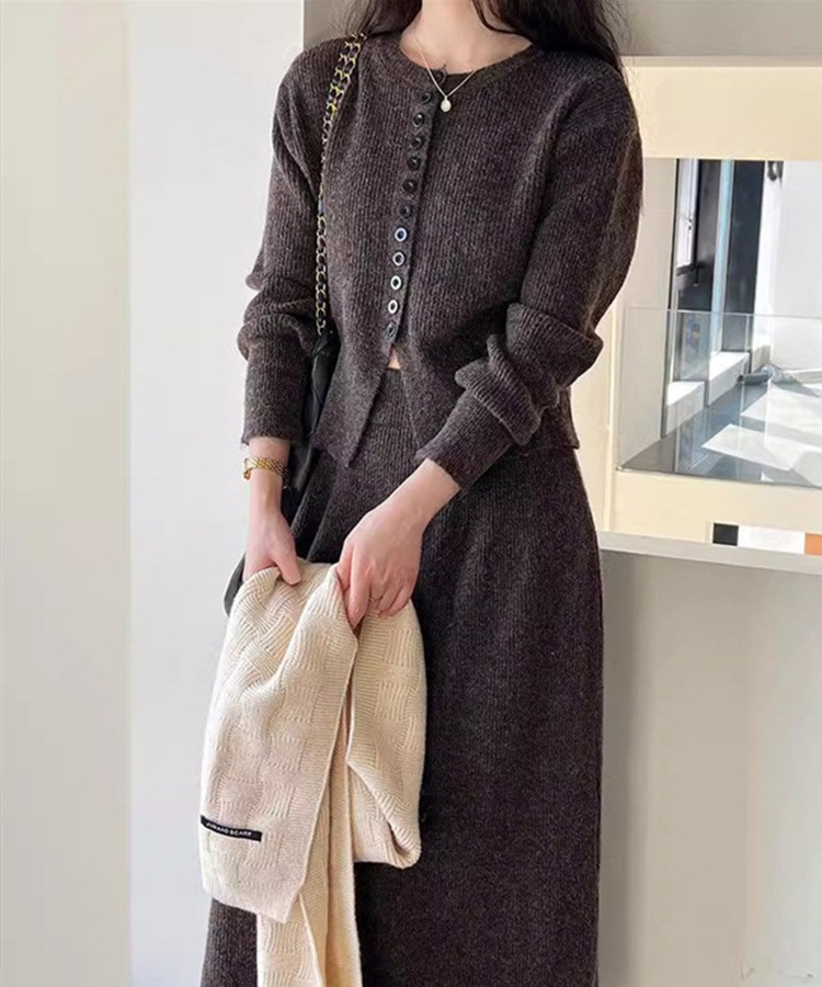 長袖 ニットカーディガン ロングスカート ニットアップ

