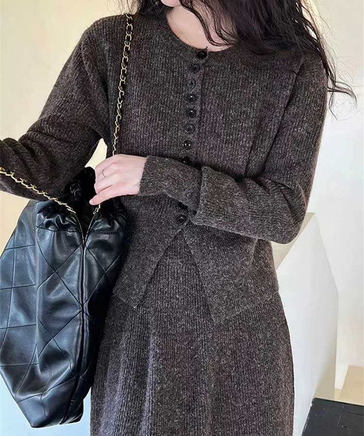 長袖 ニットカーディガン ロングスカート ニットアップ

