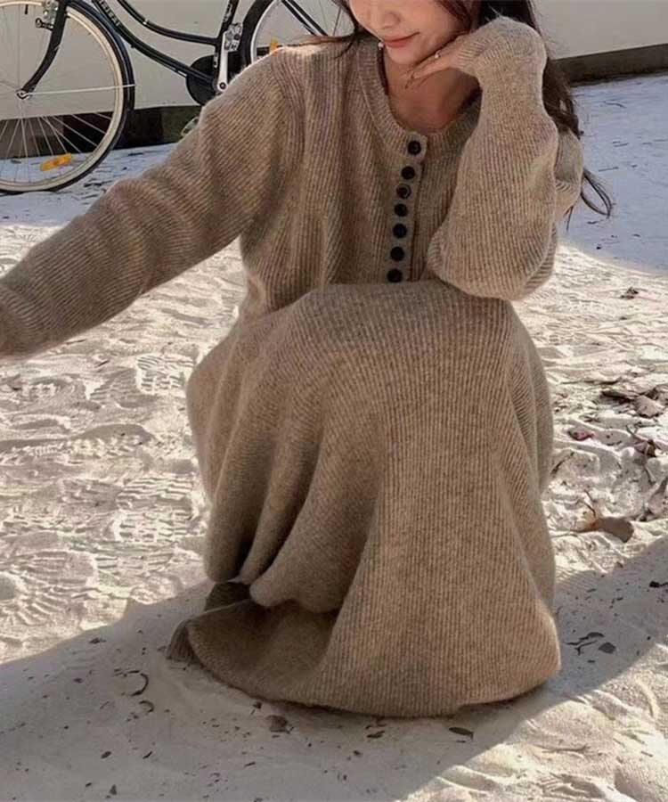 長袖 ニットカーディガン ロングスカート ニットアップ

