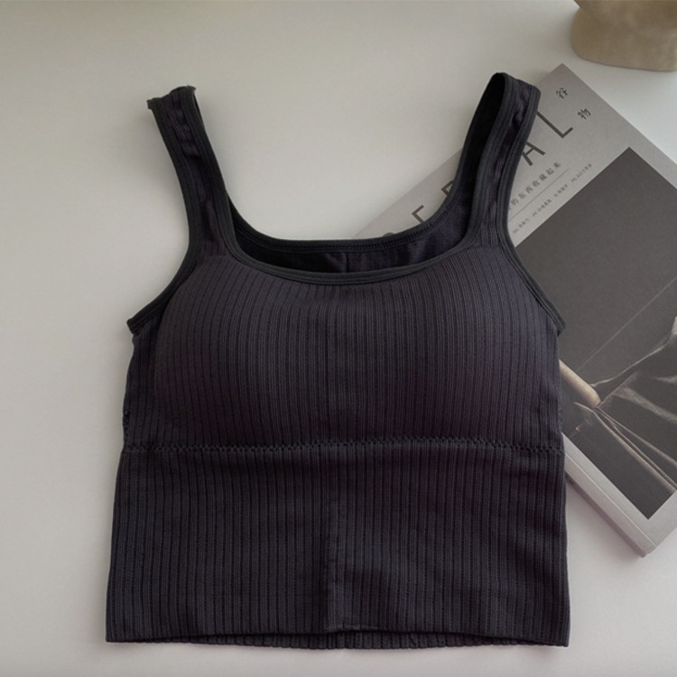 カップ付き ショート丈 リブ タンクトップ