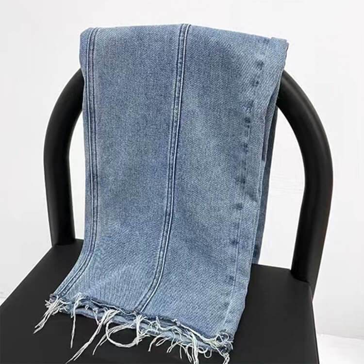 サイドボタン アンシンメトリー ワイド デニムパンツ