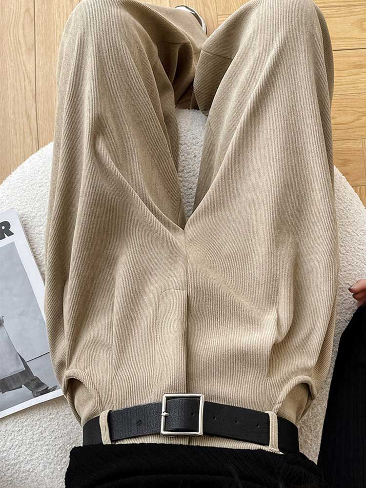 着丈が選べる あったか 裏起毛 コーデュロイ ワイドパンツ