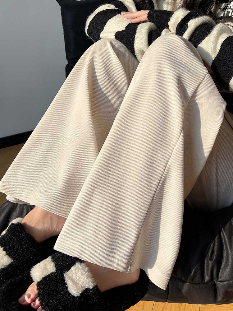 着丈が選べる あったか 裏起毛 コーデュロイ ワイドパンツ