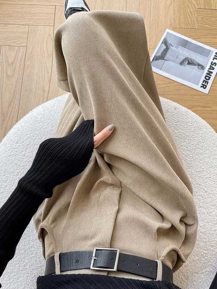 着丈が選べる あったか 裏起毛 コーデュロイ ワイドパンツ