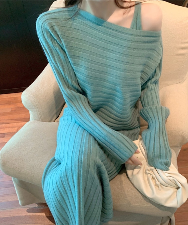 クロップド丈 セーター ニット キャミソールワンピース 

