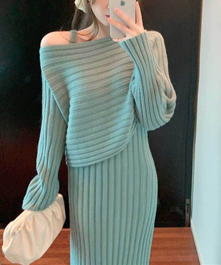 クロップド丈 セーター ニット キャミソールワンピース 

