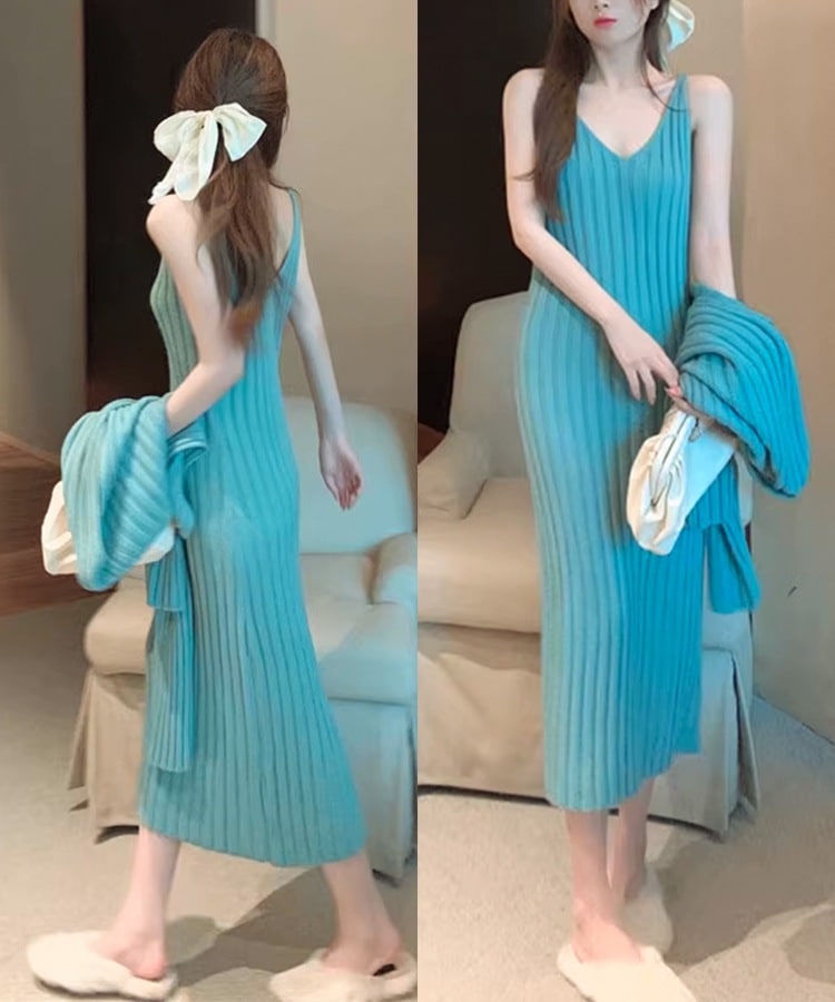 クロップド丈 セーター ニット キャミソールワンピース 

