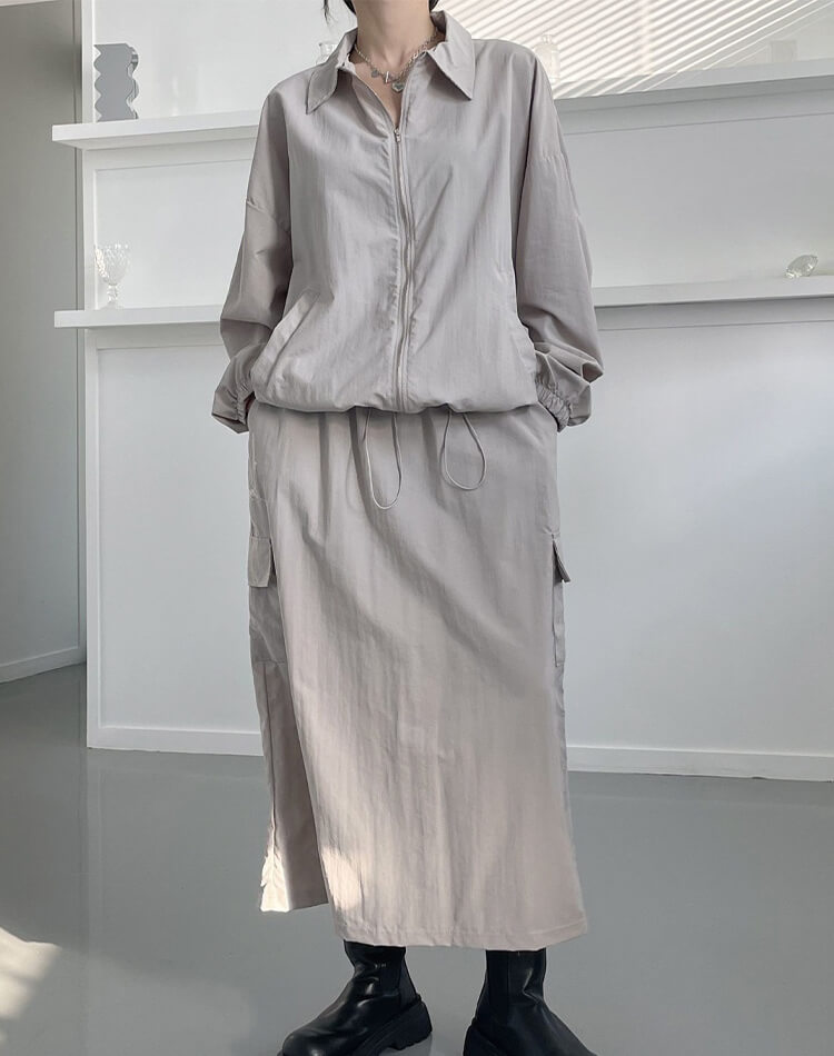 上下 セットアップ レディース カーゴスカート スタジャン