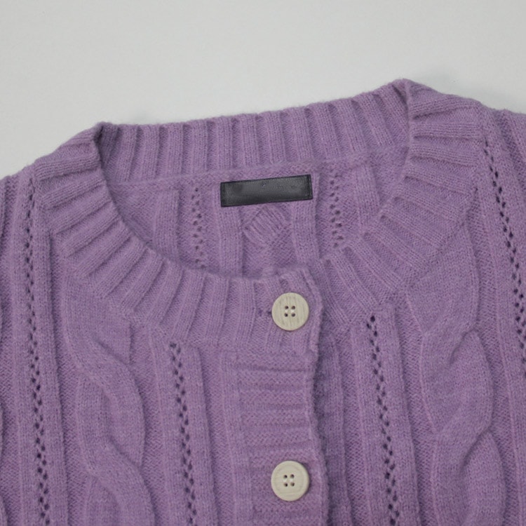 ふんわりレトロ ケーブル編み  ニットカーディガン