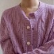 ふんわりレトロ ケーブル編み  ニットカーディガン