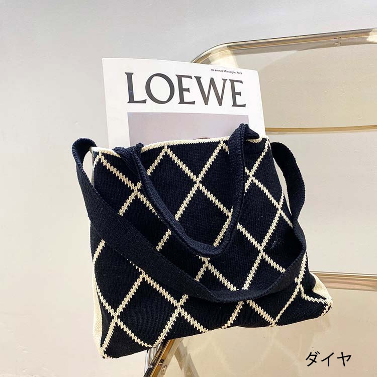 モノトーン ニット トートバッグ バッグ