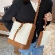 ポーチ付き 2WAY キャンパス レザー ショルダーバッグ