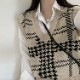 チェック柄 ショート丈 Vネック ニットベスト