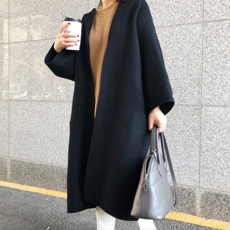 ノーカラー ゆったり ガウン ロングコート