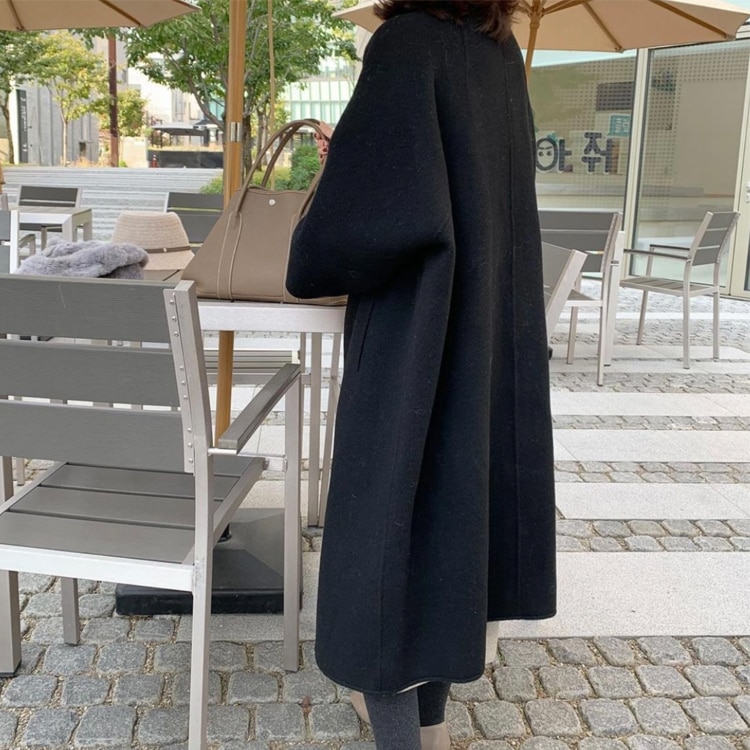 ノーカラー ゆったり ガウン ロングコート